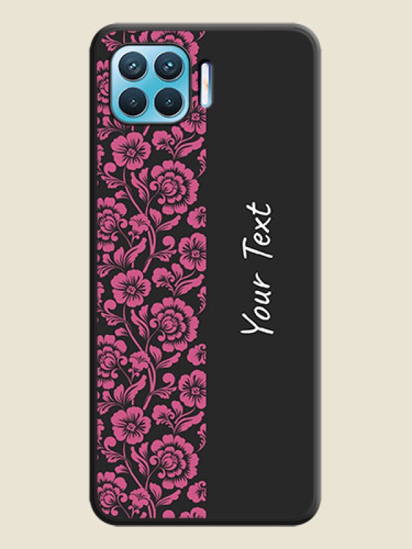Custom Pink Floral Pattern Design With Custom Text On Space Black Personalized Soft Matte Phone Covers -Oppo F17 - alternate view