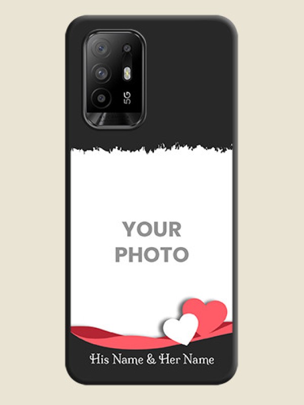 Custom Pin Color Love Shaped Ribbon Design with Text on Space Black Custom Soft Matte Phone Back Cover - Oppo F19 Pro Plus 5G - alternate view
