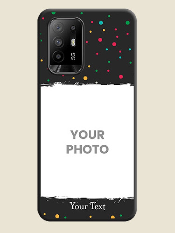 Custom Multicolor Dotted Pattern with Text on Space Black Custom Soft Matte Phone Back Cover - Oppo F19 Pro Plus 5G - alternate view