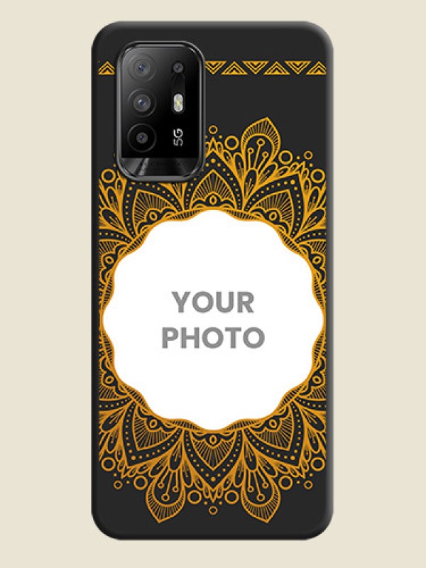 Custom Round Image with Floral Design on Photo on Space Black Soft Matte Mobile Cover - Oppo F19 Pro Plus 5G - alternate view