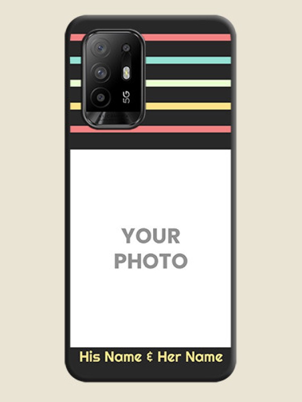 Custom Color Stripes with Photo and Text on Photo on Space Black Soft Matte Mobile Case - Oppo F19 Pro Plus 5G - alternate view