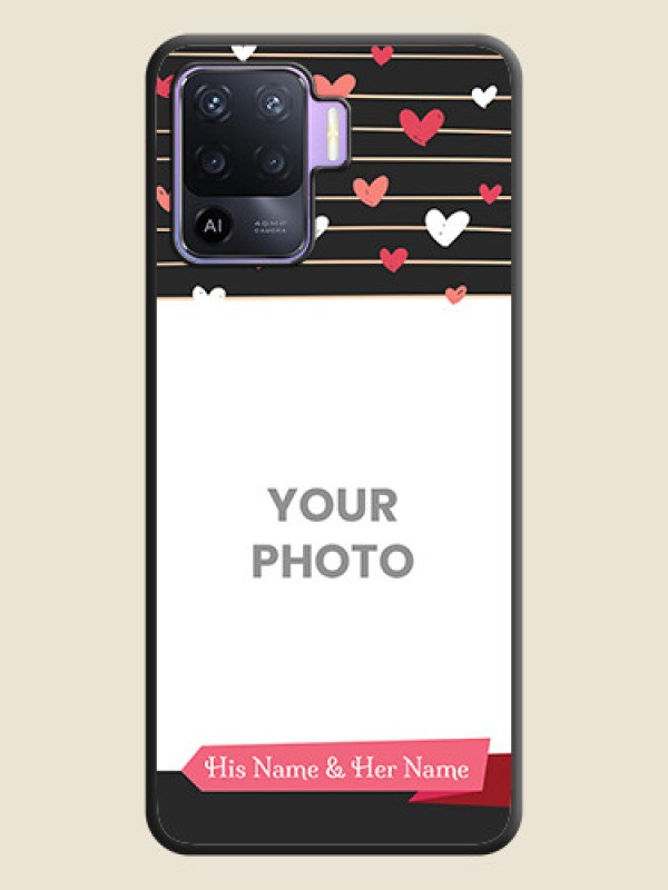 Custom Love Pattern with Name on Pink Ribbon  on Photo on Space Black Soft Matte Back Cover - Oppo F19 Pro - alternate view