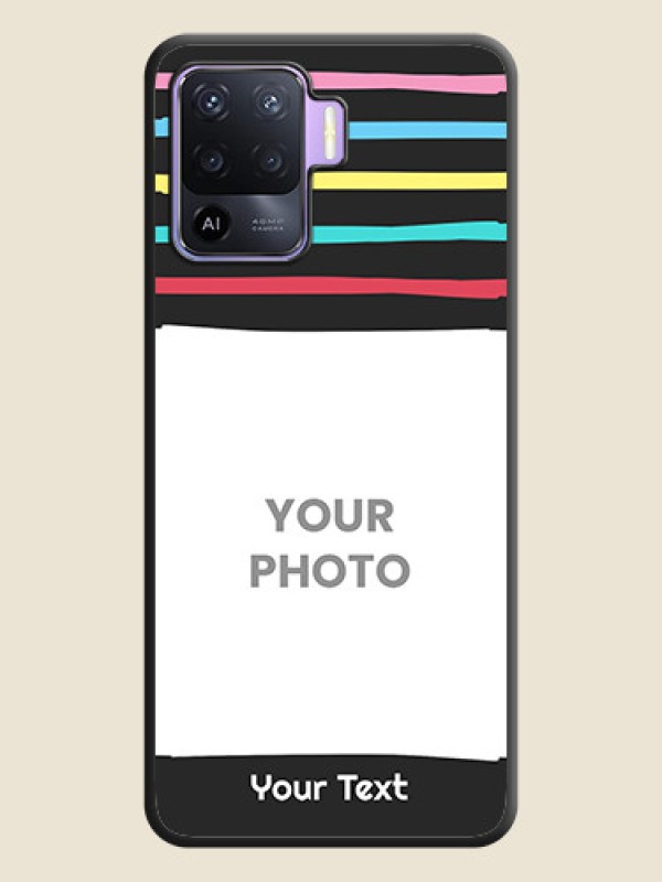 Custom Multicolor Lines with Image on Space Black Personalized Soft Matte Phone Covers - Oppo F19 Pro - alternate view