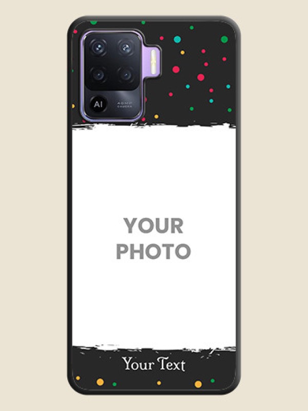 Custom Multicolor Dotted Pattern with Text on Space Black Custom Soft Matte Phone Back Cover - Oppo F19 Pro - alternate view