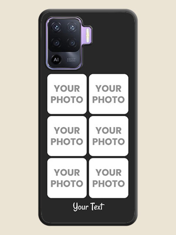 Custom Floral Art with 6 Image Holder on Photo on Space Black Soft Matte Mobile Case - Oppo F19 Pro - alternate view