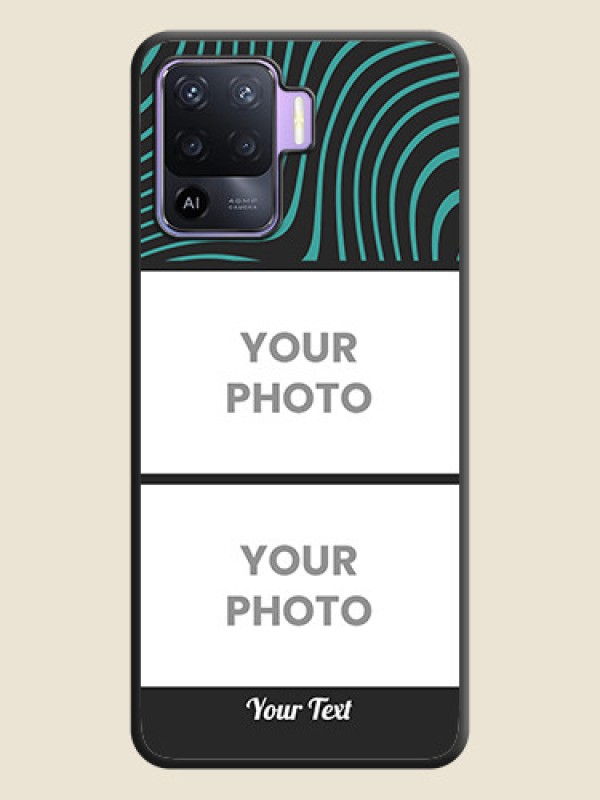 Custom Wave Pattern with 2 Image Holder on Space Black Personalized Soft Matte Phone Covers - Oppo F19 Pro - alternate view