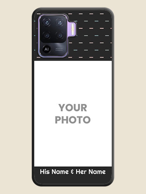 Custom Line Pattern Design with Text on Space Black Custom Soft Matte Phone Back Cover - Oppo F19 Pro - alternate view