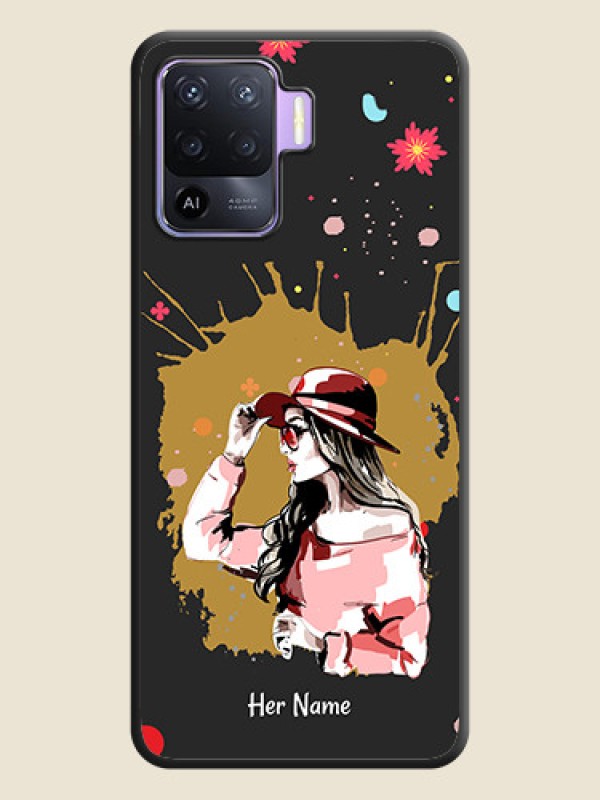 Custom Mordern Lady With Color Splash Background With Custom Text On Space Black Personalized Soft Matte Phone Covers -Oppo F19 Pro - alternate view