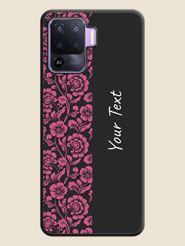 Custom Pink Floral Pattern Design With Custom Text On Space Black Personalized Soft Matte Phone Covers -Oppo F19 Pro - alternate view