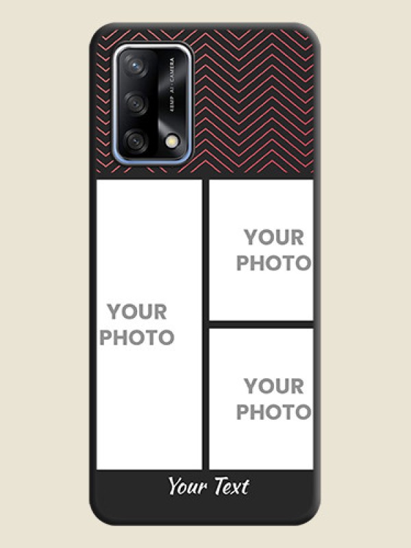 Custom Wave Pattern with 3 Image Holder on Space Black Custom Soft Matte Back Cover - Oppo F19 - alternate view