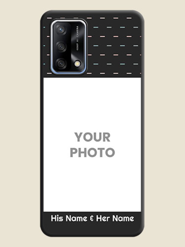 Custom Line Pattern Design with Text on Space Black Custom Soft Matte Phone Back Cover - Oppo F19 - alternate view