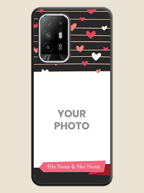 Custom Love Pattern with Name on Pink Ribbon  on Photo on Space Black Soft Matte Back Cover - Oppo F19s - alternate view