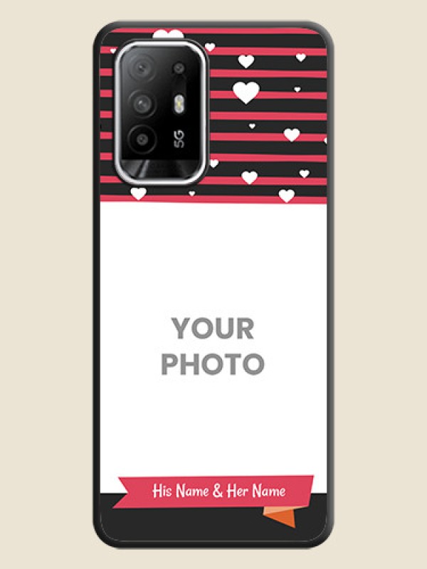 Custom White Color Love Symbols with Pink Lines Pattern on Space Black Custom Soft Matte Phone Cases - Oppo F19s - alternate view