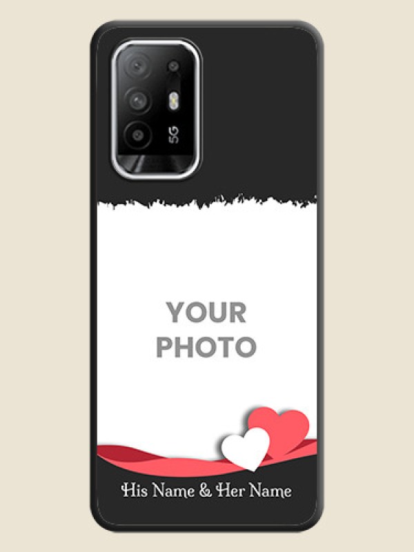 Custom Pin Color Love Shaped Ribbon Design with Text on Space Black Custom Soft Matte Phone Back Cover - Oppo F19s - alternate view