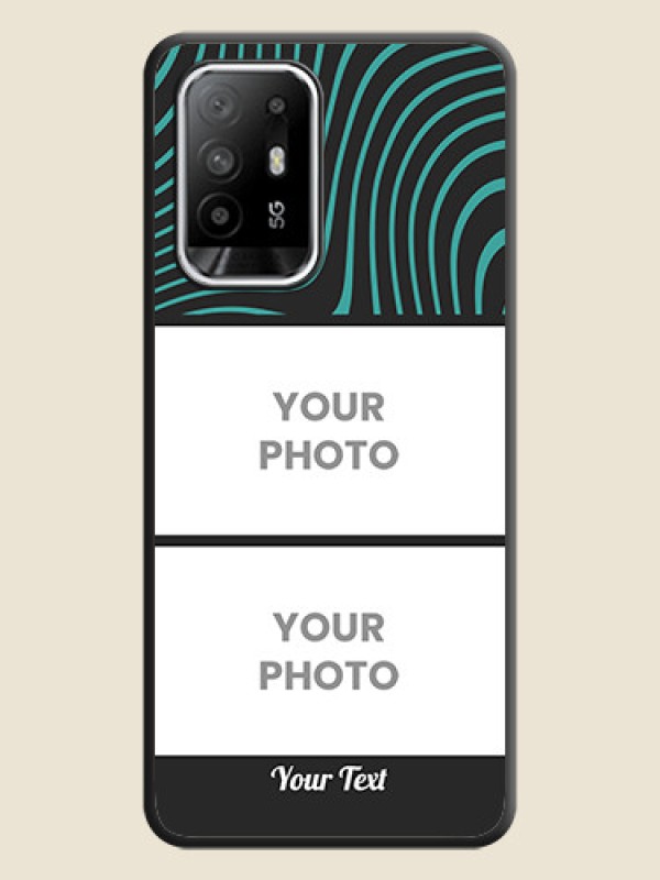 Custom Wave Pattern with 2 Image Holder on Space Black Personalized Soft Matte Phone Covers - Oppo F19s - alternate view