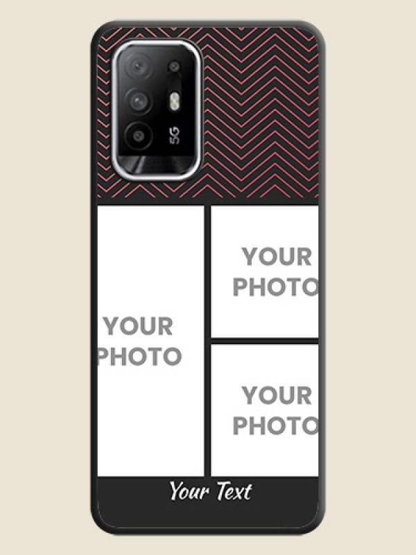 Custom Wave Pattern with 3 Image Holder on Space Black Custom Soft Matte Back Cover - Oppo F19s - alternate view