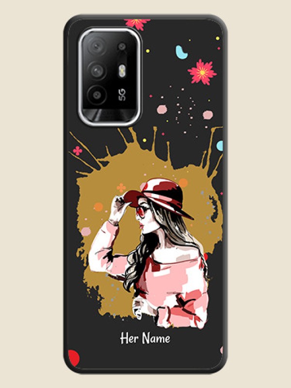 Custom Mordern Lady With Color Splash Background With Custom Text On Space Black Personalized Soft Matte Phone Covers -Oppo F19S - alternate view