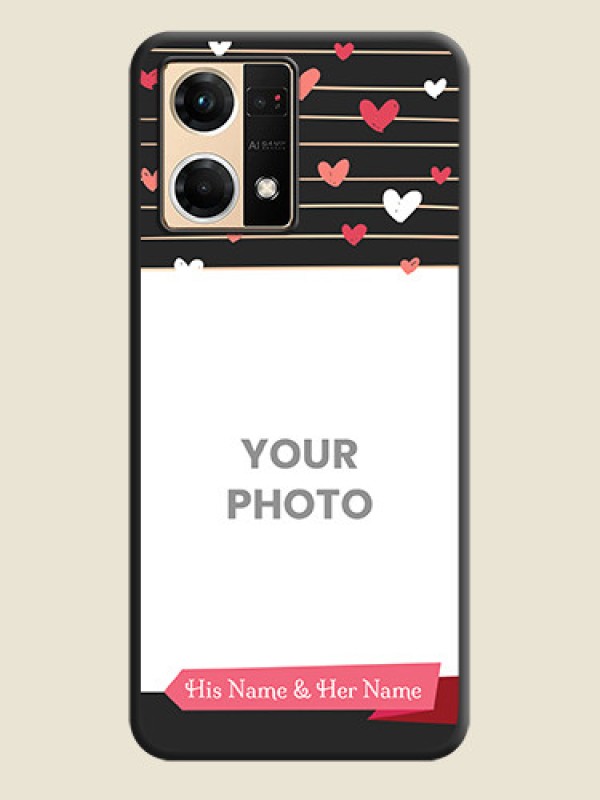 Custom Love Pattern with Name on Pink Ribbon  on Photo on Space Black Soft Matte Back Cover - Oppo F21 Pro 4G - alternate view