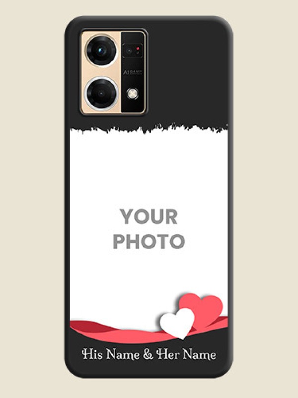 Custom Pin Color Love Shaped Ribbon Design with Text on Space Black Custom Soft Matte Phone Back Cover - Oppo F21 Pro 4G - alternate view