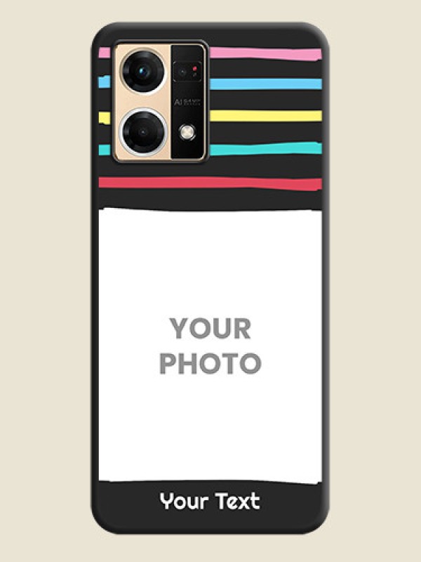 Custom Multicolor Lines with Image on Space Black Personalized Soft Matte Phone Covers - Oppo F21 Pro 4G - alternate view