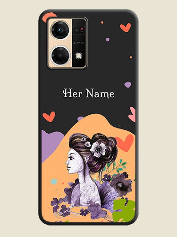 Custom Namecase For Her With Fancy Lady Image On Space Black Personalized Soft Matte Phone Covers -Oppo F21 Pro 4G - alternate view