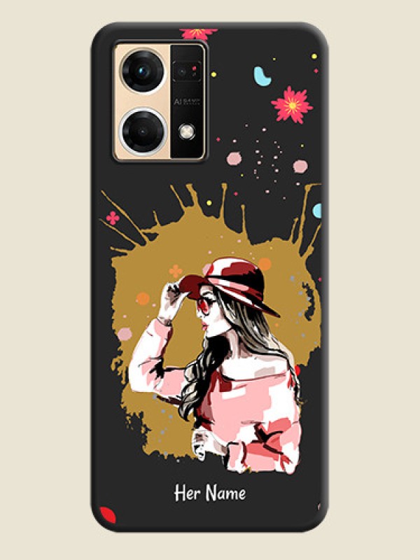 Custom Mordern Lady With Color Splash Background With Custom Text On Space Black Personalized Soft Matte Phone Covers -Oppo F21 Pro 4G - alternate view