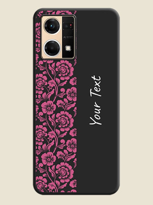 Custom Pink Floral Pattern Design With Custom Text On Space Black Personalized Soft Matte Phone Covers -Oppo F21 Pro 4G - alternate view