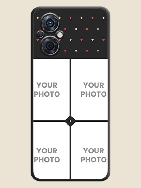 Custom Multicolor Dotted Pattern with 4 Image Holder on Space Black Custom Soft Matte Phone Cases - Oppo F21 Pro 5G - alternate view