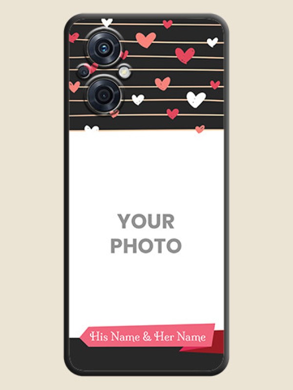 Custom Love Pattern with Name on Pink Ribbon  on Photo on Space Black Soft Matte Back Cover - Oppo F21s Pro 5G - alternate view