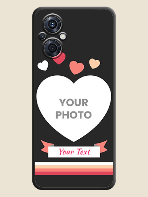 Custom Love Shaped Photo with Colorful Stripes on Personalised Space Black Soft Matte Cases - Oppo F21s Pro 5G - alternate view