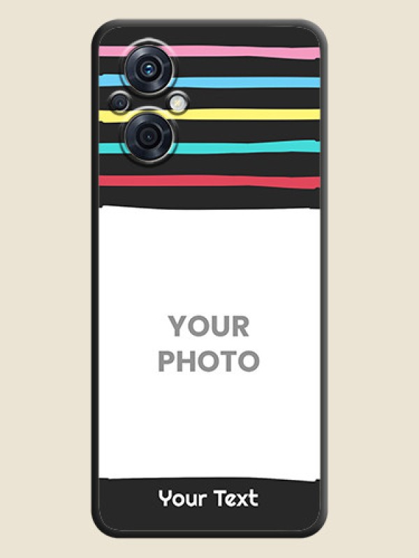 Custom Multicolor Lines with Image on Space Black Personalized Soft Matte Phone Covers - Oppo F21s Pro 5G - alternate view