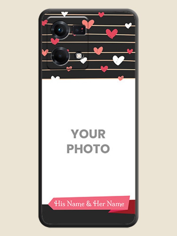 Custom Love Pattern with Name on Pink Ribbon  on Photo on Space Black Soft Matte Back Cover - Oppo F21s Pro - alternate view