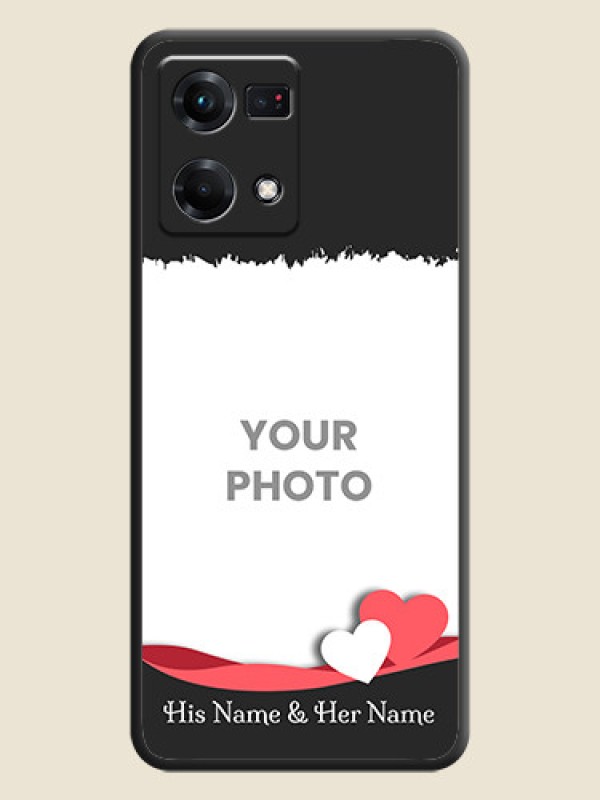 Custom Pin Color Love Shaped Ribbon Design with Text on Space Black Custom Soft Matte Phone Back Cover - Oppo F21s Pro - alternate view