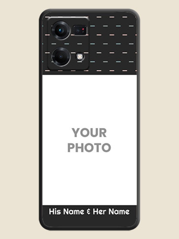 Custom Line Pattern Design with Text on Space Black Custom Soft Matte Phone Back Cover - Oppo F21s Pro - alternate view