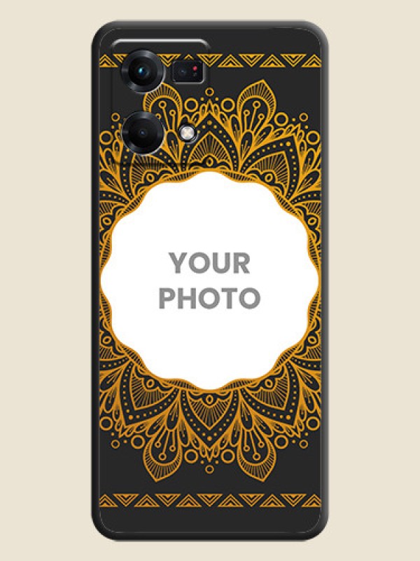 Custom Round Image with Floral Design on Photo on Space Black Soft Matte Mobile Cover - Oppo F21s Pro - alternate view