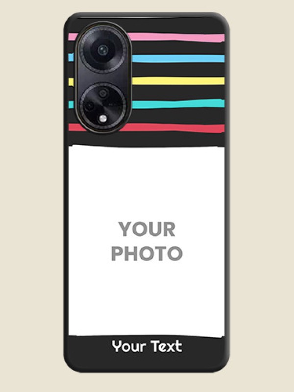 Custom Multicolor Lines with Image on Space Black Personalized Soft Matte Phone Covers - Oppo F23 5G - alternate view
