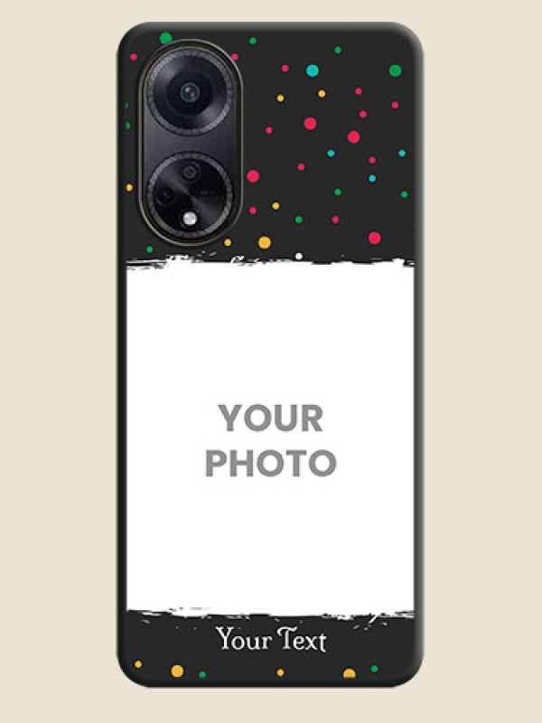 Custom Multicolor Dotted Pattern with Text on Space Black Custom Soft Matte Phone Back Cover - Oppo F23 5G - alternate view
