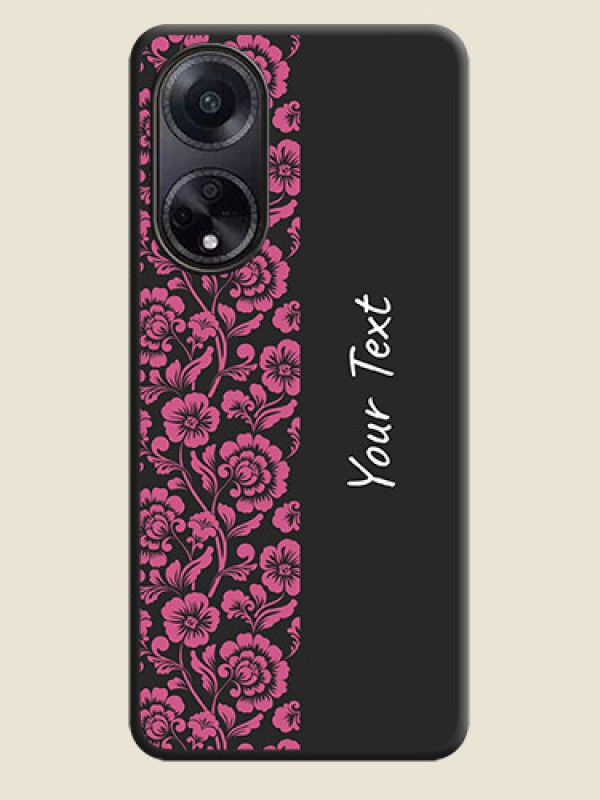 Custom Pink Floral Pattern Design With Custom Text On Space Black Personalized Soft Matte Phone Covers - Oppo F23 5G - alternate view
