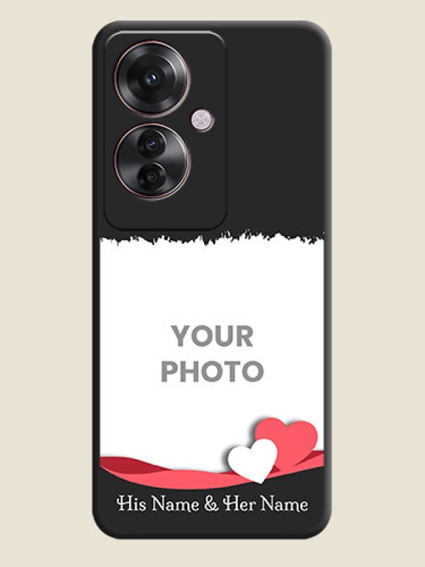 Custom Pin Color Love Shaped Ribbon Design with Text On Space Black Custom Soft Matte Mobile Back Cover - Oppo F25 Pro 5G - alternate view