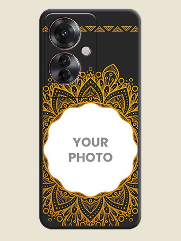 Custom Round Image with Floral Design On Space Black Custom Soft Matte Mobile Back Cover - Oppo F25 Pro 5G - alternate view