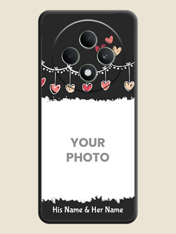 Custom Pink Love Hangings with Name On Space Black Custom Soft Matte Mobile Back Cover - Oppo F27 5G - alternate view