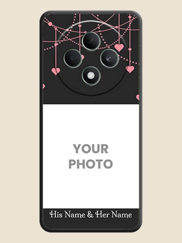 Custom Pink Love Hangings with Text On Space Black Custom Soft Matte Mobile Back Cover - Oppo F27 5G - alternate view