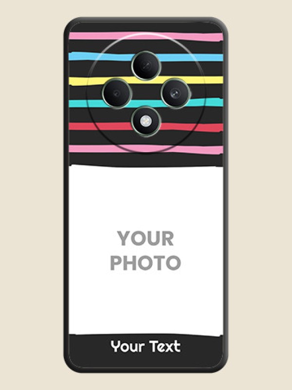 Custom Multicolor Lines with Image On Space Black Custom Soft Matte Mobile Back Cover - Oppo F27 5G - alternate view