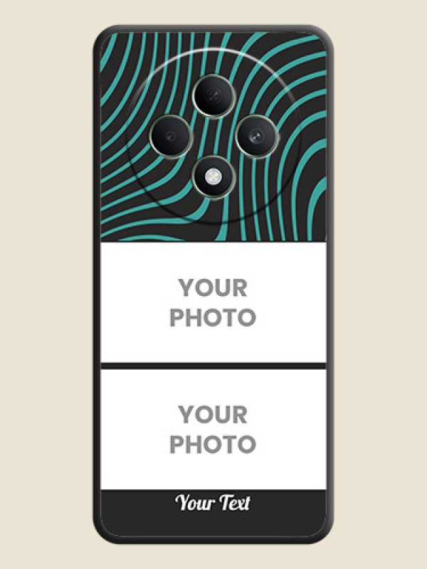 Custom Wave Pattern with 2 Image Holder On Space Black Custom Soft Matte Mobile Back Cover - Oppo F27 5G - alternate view