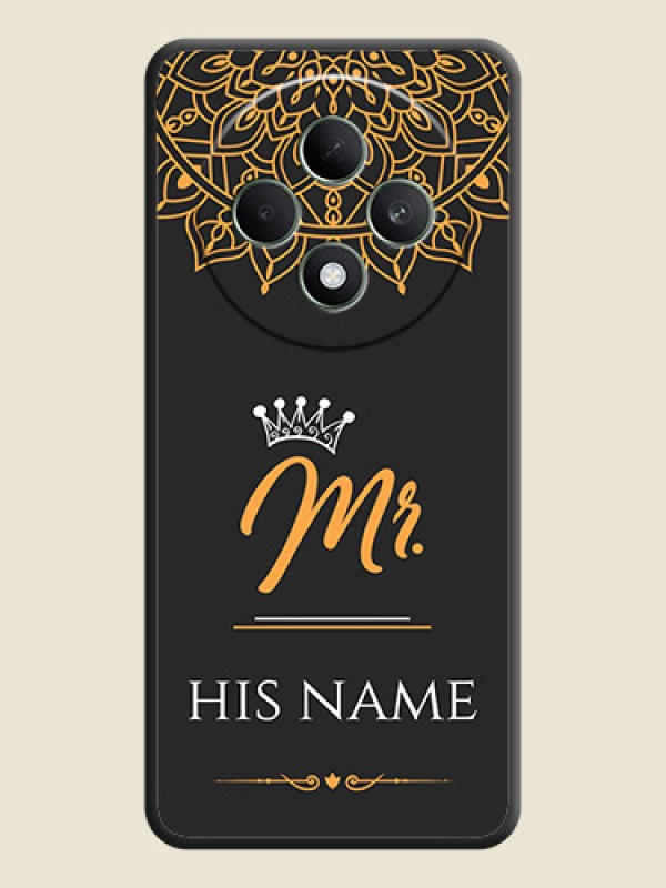 Custom Mr Name with Floral Design On Space Black Custom Soft Matte Mobile Back Cover - Oppo F27 5G - alternate view