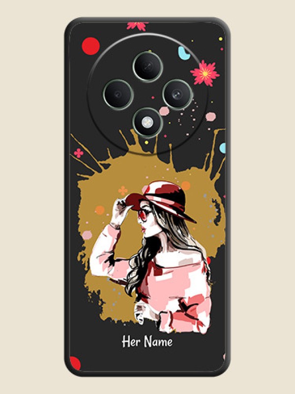 Custom Mordern Lady With Color Splash Background With Custom Text On Space Black Custom Soft Matte Mobile Back Cover - Oppo F27 5G - alternate view