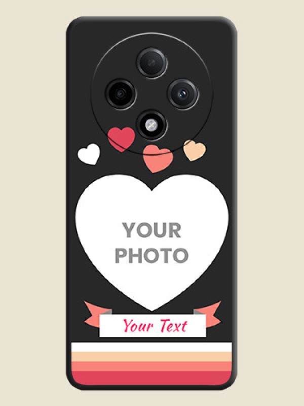 Custom Love Shaped Photo with Colorful Stripes On Space Black Custom Soft Matte Mobile Back Cover - Oppo F27 Pro Plus 5G - alternate view