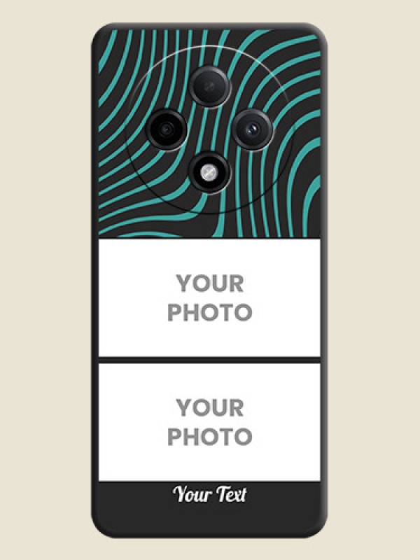 Custom Wave Pattern with 2 Image Holder On Space Black Custom Soft Matte Mobile Back Cover - Oppo F27 Pro Plus 5G - alternate view