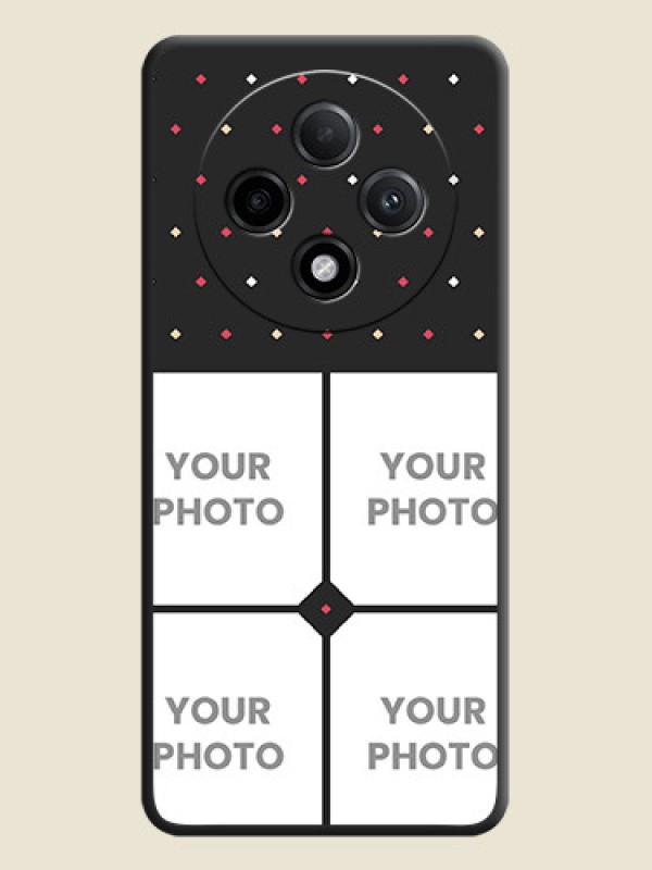 Custom Multicolor Dotted Pattern with 4 Image Holder On Space Black Custom Soft Matte Mobile Back Cover - Oppo F27 Pro Plus 5G - alternate view
