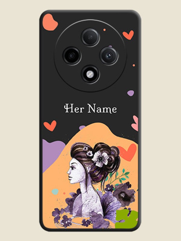 Custom Namecase For Her With Fancy Lady Image On Space Black Custom Soft Matte Mobile Back Cover - Oppo F27 Pro Plus 5G - alternate view